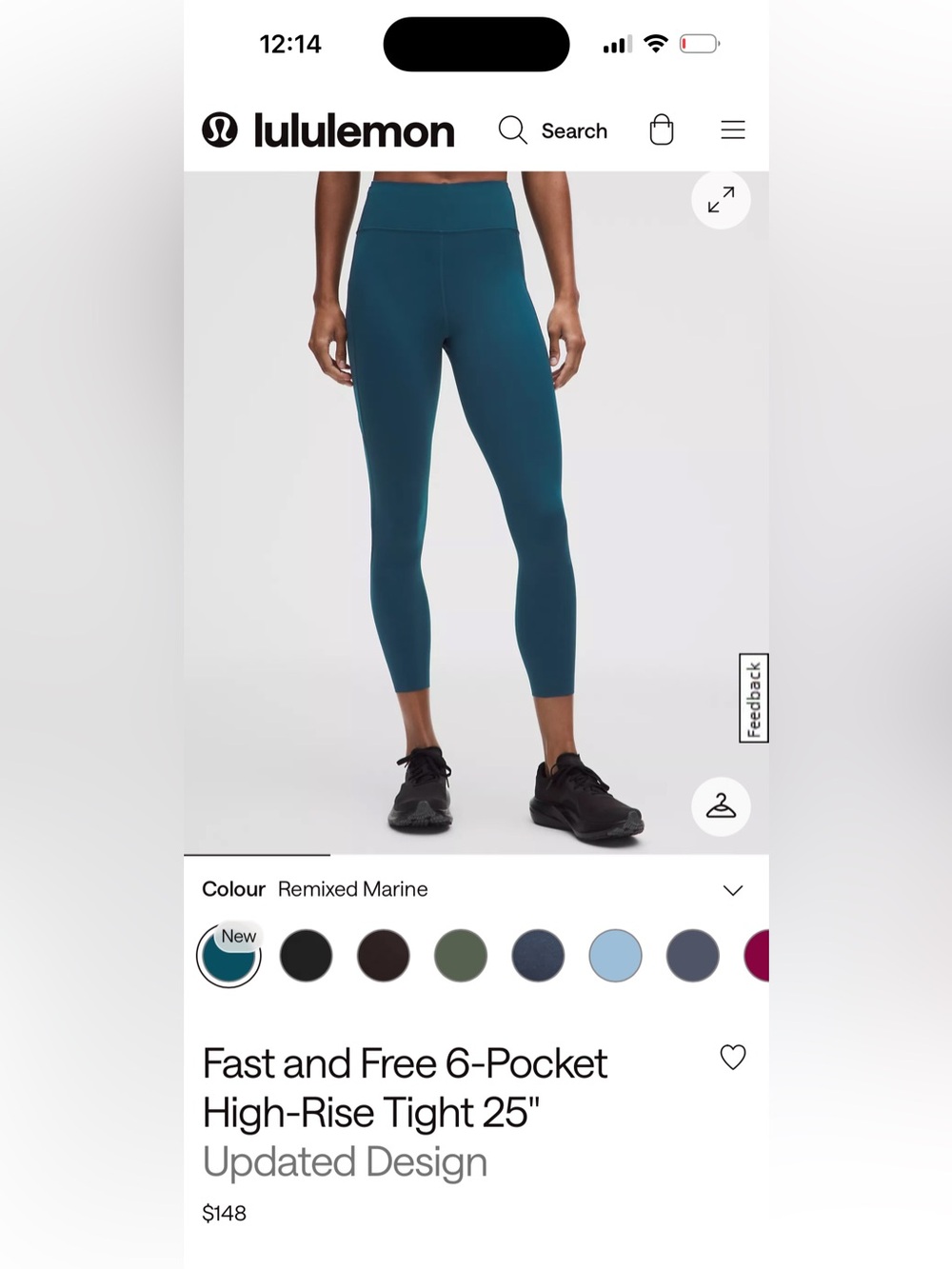lululemon Fast and Free High-Rise Tights in Remixed Marine (Teal)
